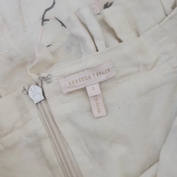 Rebecca Taylor Ivie Linen Off-Shoulder Embroidered Dress - Picture 5 of 5